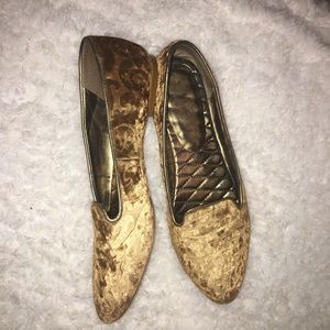 Gold velvet flats